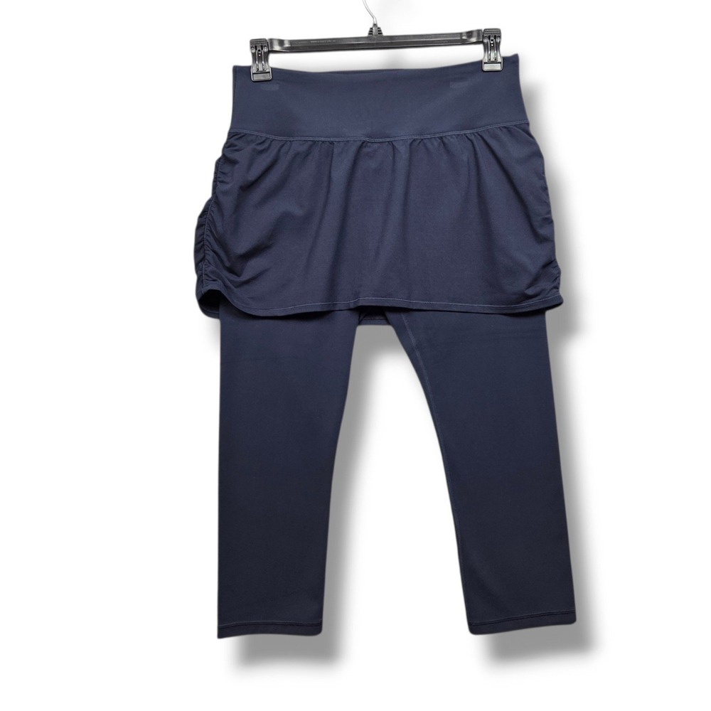 Athleta Elation 2 in 1 Capri Women Large Tall Blue Powervita UPF Skirted Legging